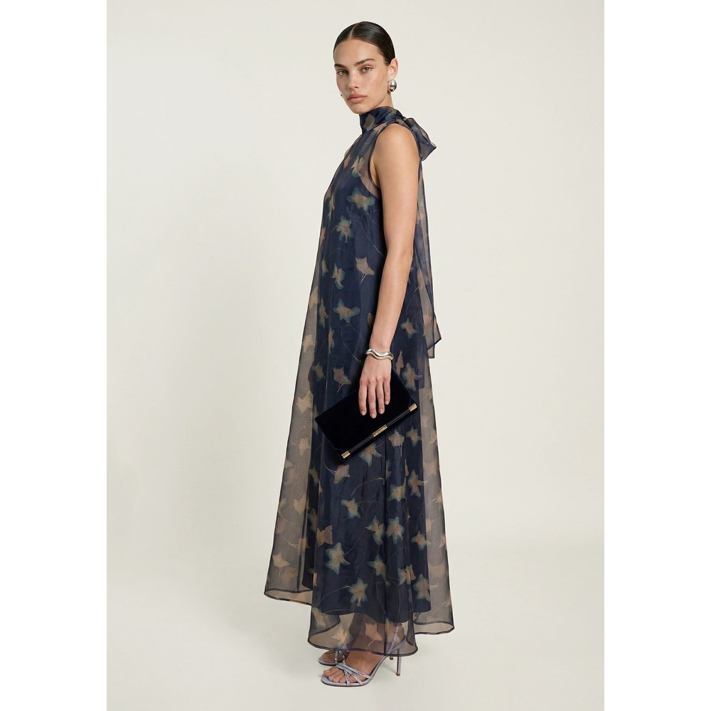 NWT CAARA Alette Maxi Halter Dress in Navy Flutter - Size Medium - Picture 3 of 12